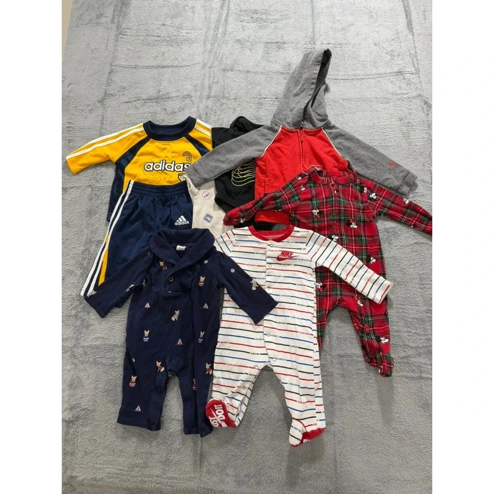 Nike Adidas Puma Janie and Jack Baby Boy Clothes Bundle 0-9M 7pc Lot - Picture 1 of 10